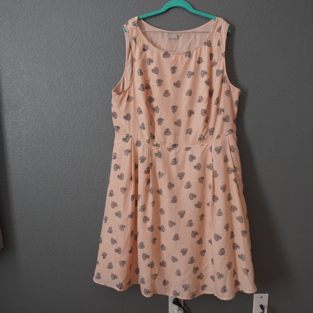 eShakati Pink Tank Dress W/ Black Hearts Size 3X